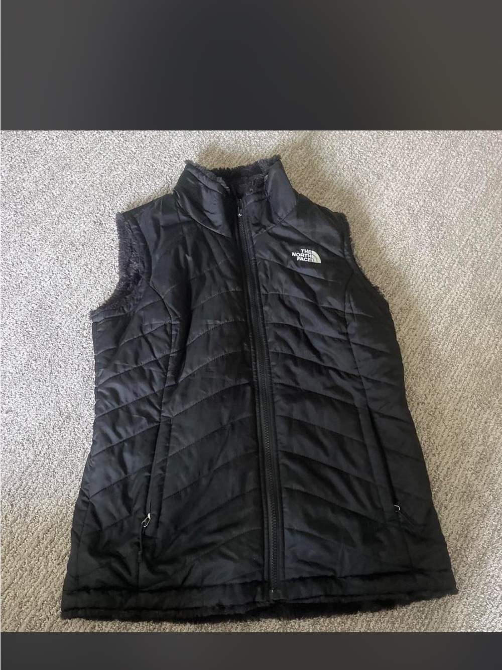 Womens small reversible The North Face Black Quilted Fleece-Lined Vest